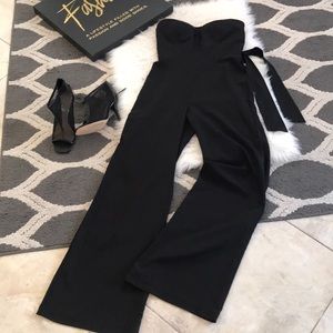 Black wide leg romper strapless